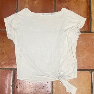 Rebecca Minkoff Cream Tie-Front Short Sleeve Top
